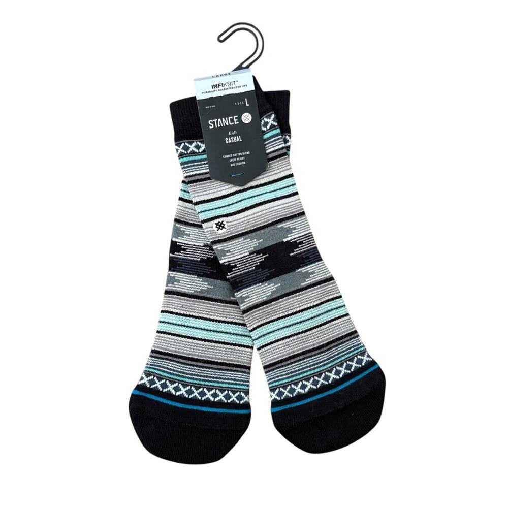 Stance Youth Black & Gray Patterned‎ Socks - Size L 3-5.5